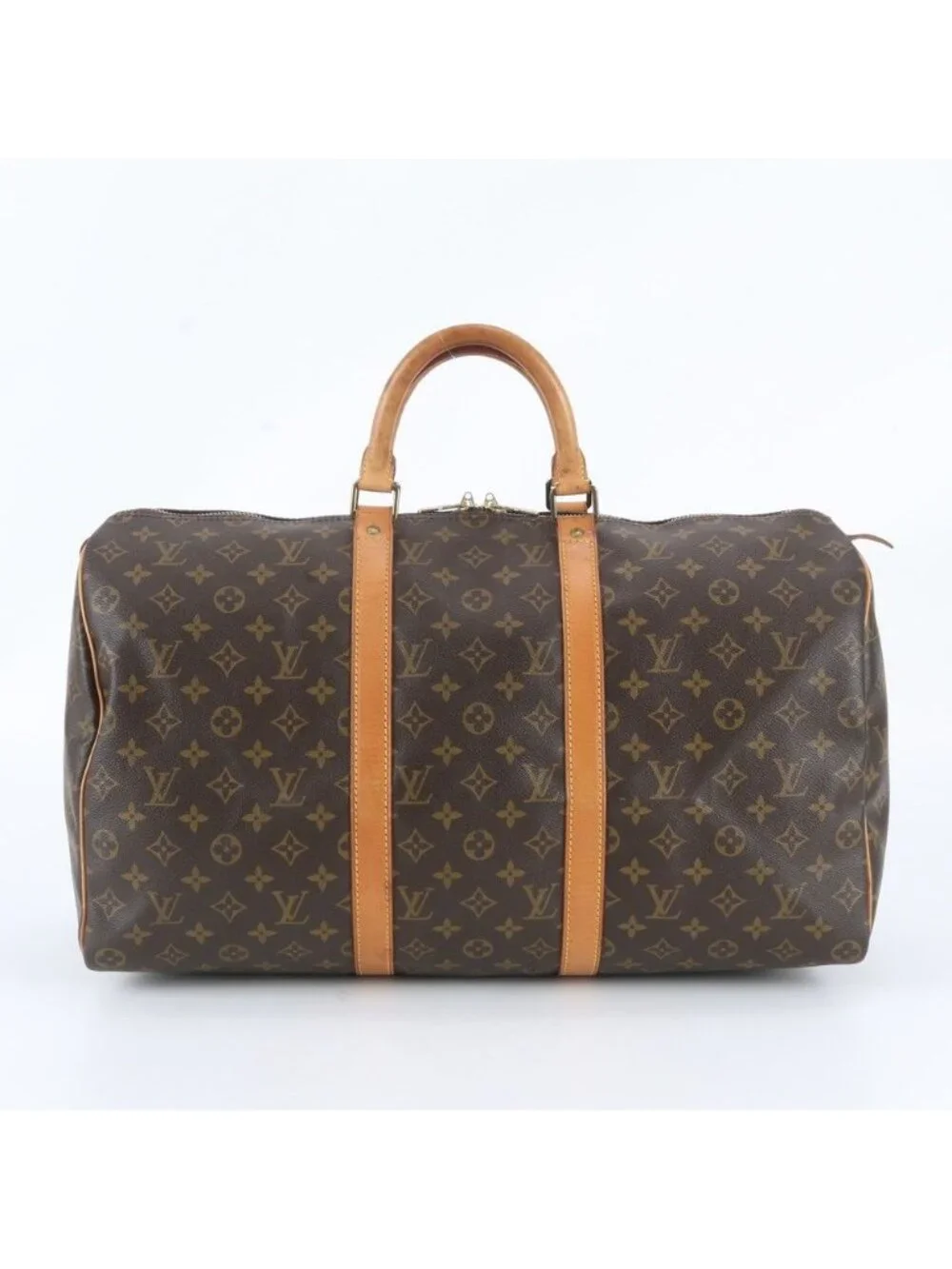 Louis Vuitton Monogram Keepall 50 Leather Boston Bag Tote Travel